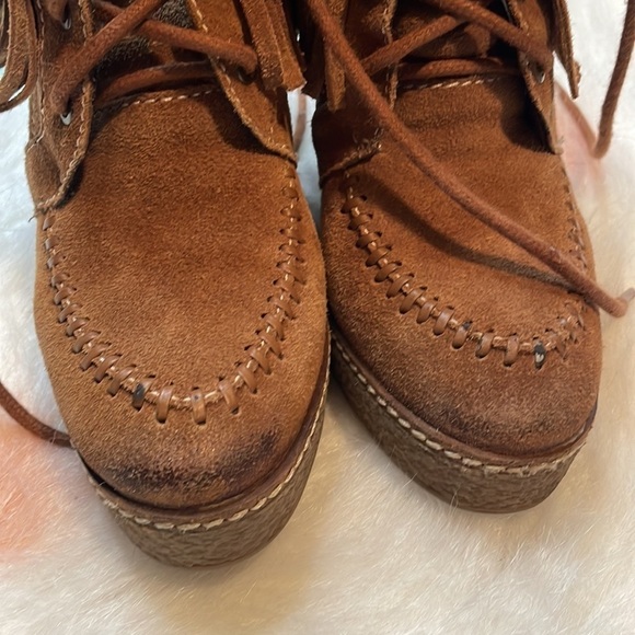 SAM EDELMAN KEMPER FRINGE SUEDE LEATHER ANKLE BOOTIES BOOTS WOMENS 6 - Picture 6 of 8